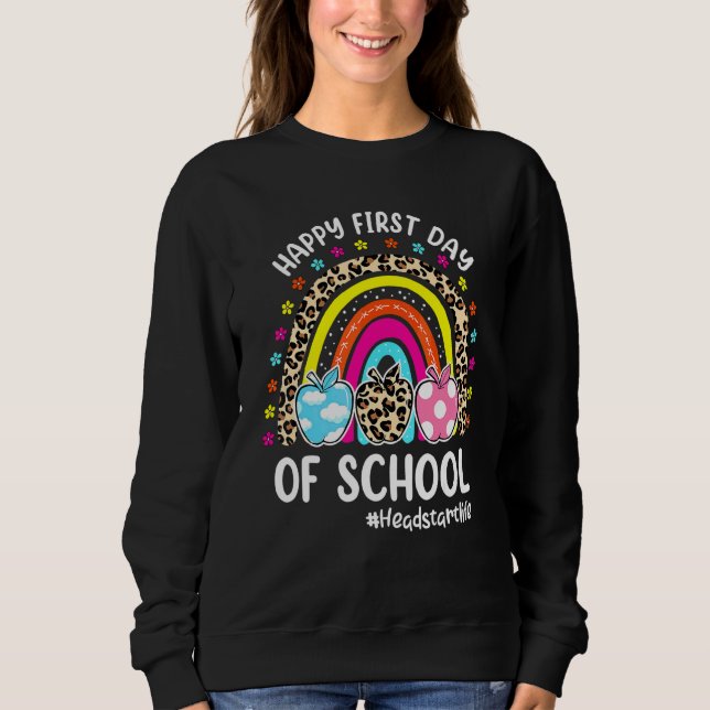 Froher erster Schultag Regenbogen Apfel Headstart  Sweatshirt (Vorderseite)