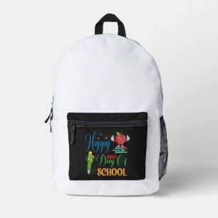 Froher erster Schultag Süßer Cartoon-Apfel Bedruckter Rucksack