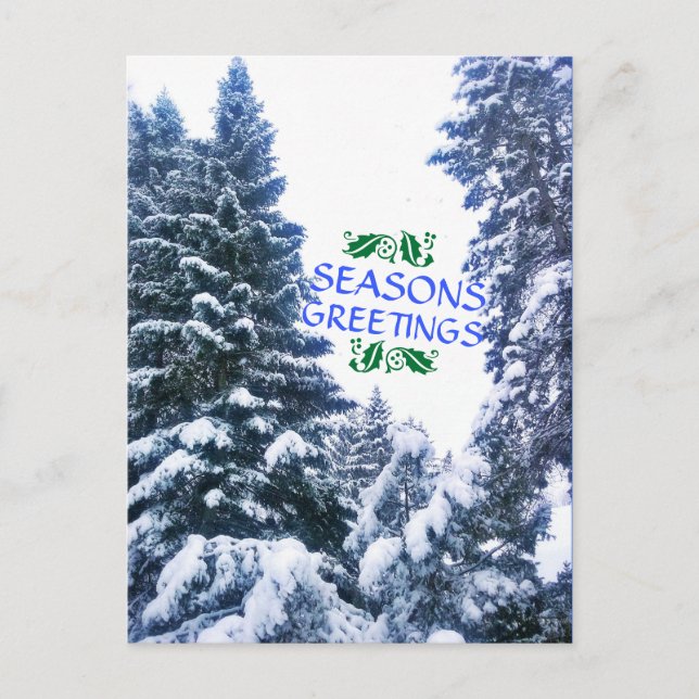 FROHER FESTTAGE TREES POSTCARD POSTKARTE (Vorderseite)