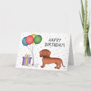 Froher Geburtstag Rote glatthaarige Dachshund-Hund Karte