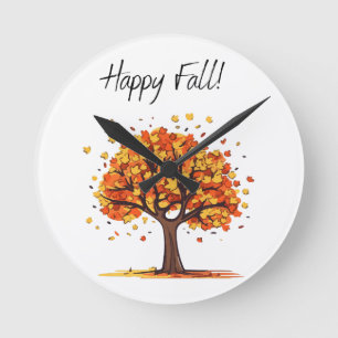 Froher Herbst! Runde Wanduhr