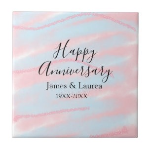 Froher Hochzeitstag Name Datum Jahr Pastell  Fliese