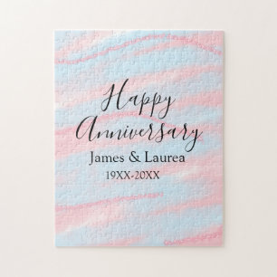 Froher Hochzeitstag Name Datum Jahr Pastell Puzzle