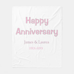 Froher Hochzeitstag Name Datum Jahr rosa grau Fleecedecke