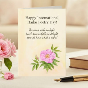 Froher Internationaler Haiku-Tag Strandrose Karte