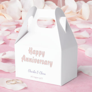 Froher Jahrestag Name hinzufügen rosa grau pastell Geschenkschachtel