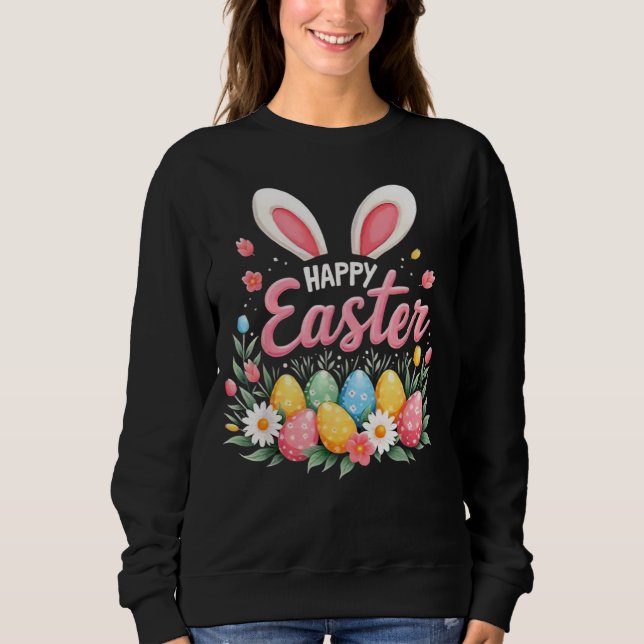 Froher Osthase Frühling Ostern Ei Ostern Sweatshirt (Vorderseite)