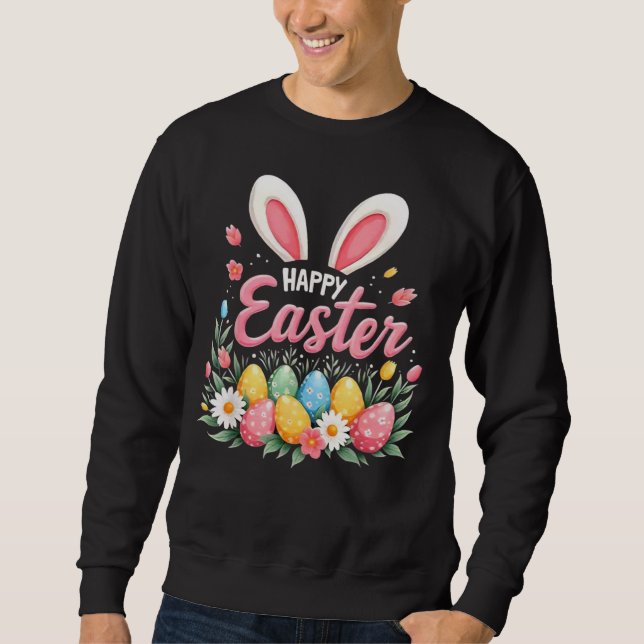 Froher Osthase Frühling Ostern Ei Ostern Sweatshirt (Vorderseite)