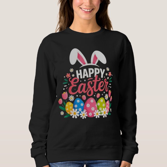 Froher Osthase Frühling Ostern Ei Ostern Sweatshirt (Vorderseite)