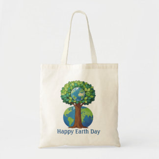 Froher Tag der Erde Baum Natur Illustration Tragetasche