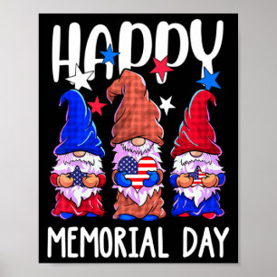 Froher Tag des Gedenkens Gnom USA-Flagge amerikani Poster