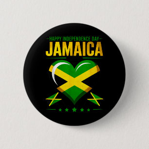 Froher Unabhängigkeitstag Jamaika 1962 Herz Flagge Button