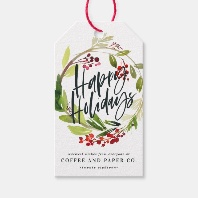 Froher Urlaub Aquarell Blumenunternehmen Geschenkanhänger (Vorderseite)