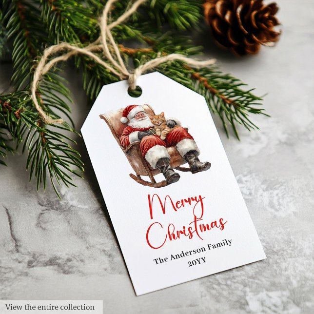 Froher Weihnachtsmann Benutzerdefinierter Name Edi Geschenkanhänger (Merry Santa Claus Custom Name Editable Gift Tag)