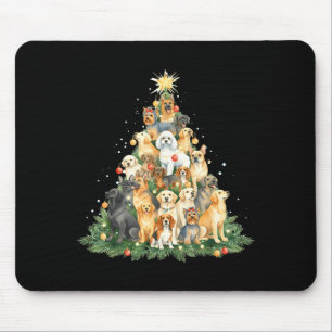 Froher Wolfmas Pawlidays Hunde Welpen Baum Wasserf Mousepad