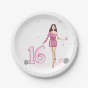 Frohes 16 . Geburtstag, 16. Geburtstag Pappteller