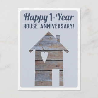 Frohes 1-Jahres-Haus-Jubiläumspostkarte Postkarte