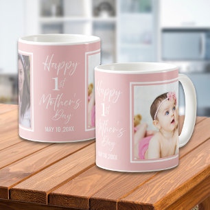 Frohes 1. Muttertag Baby Rosa 2 Foto Collage  Kaffeetasse