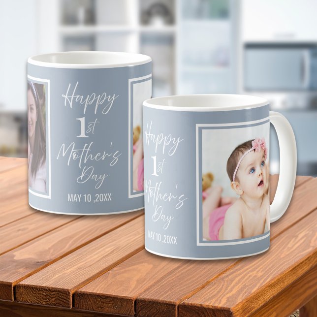 Frohes 1. Muttertag Dusty Blue 2 Foto   Kaffeetasse (Von Creator hochgeladen)