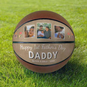 Frohes 1. Vatertag Daddy Andenken 3 Foto Basketball