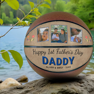 Frohes 1. Vatertag Daddy Erinnerungsstück 3 Fotos Basketball