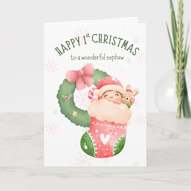 Frohes 1. Weihnachten bis Nephew Card Karte (Vorderseite)