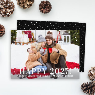 Frohes 2027 Schwarze Konfetti Vollfoto Feiertagskarte