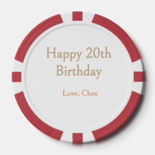 frohes 20. Geburtstag grün orange pastell Name Dat Pokerchips
