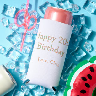 frohes 20. Geburtstag grün orange pastell Name Dat Selters Dosenkühler