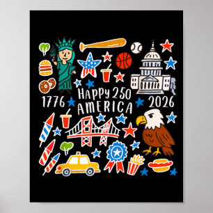 Frohes 250. amerikanisches Jubiläum 4. Juli Poster