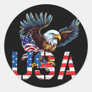 Frohes 4. Juli Amerika-Flagge Patriotischer Adler  Runder Aufkleber