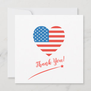 Frohes 4. Juli Amerika USA-Flagge Herz Patriotisch Dankeskarte