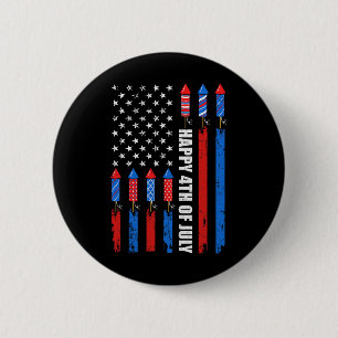 Frohes 4. Juli Amerikanische Flagge Feuerwerk Patr Button