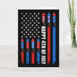 Frohes 4. Juli Amerikanische Flagge Feuerwerk Patr Karte