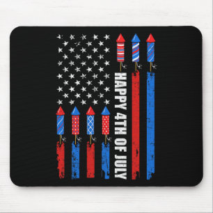 Frohes 4. Juli Amerikanische Flagge Feuerwerk Patr Mousepad