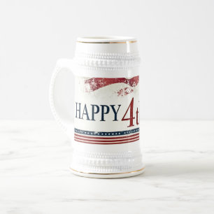 Frohes 4. Juli - Amerikanische Flagge im Vintage-D Bierglas