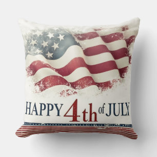Frohes 4. Juli - Amerikanische Flagge im Vintage-D Kissen