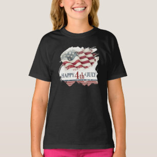 Frohes 4. Juli - Amerikanische Flagge im Vintage-D T-Shirt