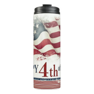 Frohes 4. Juli - Amerikanische Flagge im Vintage-D Thermosbecher