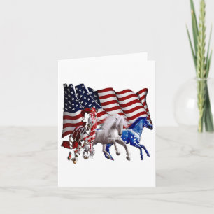 Frohes 4. Juli Amerikanische Flagge Rot Weiß Pferd Karte