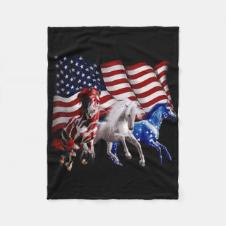 Frohes 4. Juli Amerikanische Flagge Rot Weißes Pfe Fleecedecke
