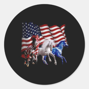 Frohes 4. Juli Amerikanische Flagge Rot Weißes Pfe Runder Aufkleber