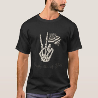 Frohes 4. Juli Amerikanische Friedensflagge Friede T-Shirt
