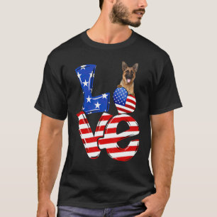 Frohes 4. Juli Amerikanische Liebe Deutscher Schäf T-Shirt