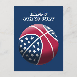 Frohes 4. Juli Basketball Feiertagspostkarte