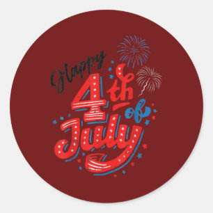 Frohes 4. Juli Cool Independence Day Patriotisch Runder Aufkleber