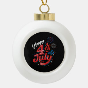 Frohes 4. Juli Cool Unabhängigkeitstag Patriotisch Keramik Kugel-Ornament