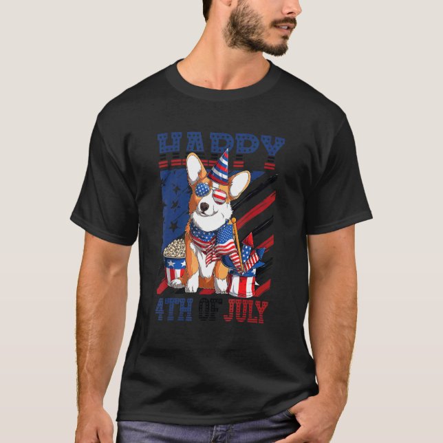 Frohes 4. Juli Corgi 1 T-Shirt (Vorderseite)