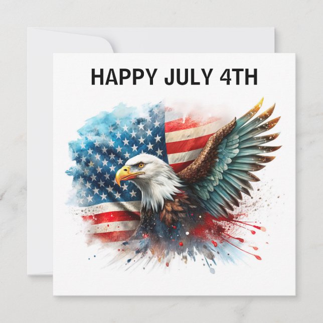 Frohes 4. Juli Eagle Karte (Vorderseite)