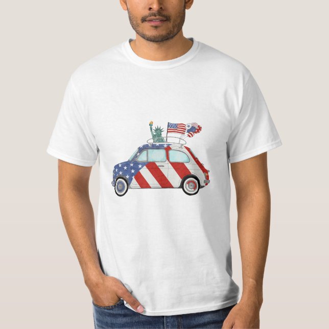 Frohes 4. Juli Fiat 500  T-Shirt (Vorderseite)